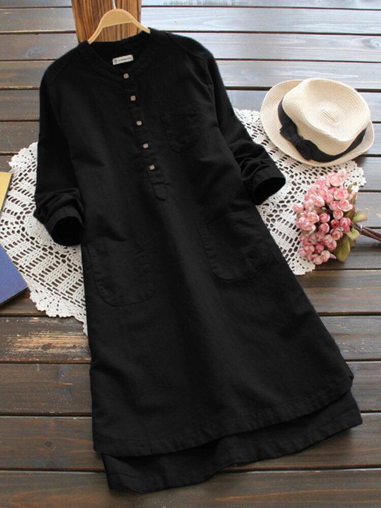 LM | Long-sleeved mini dresses with buttons