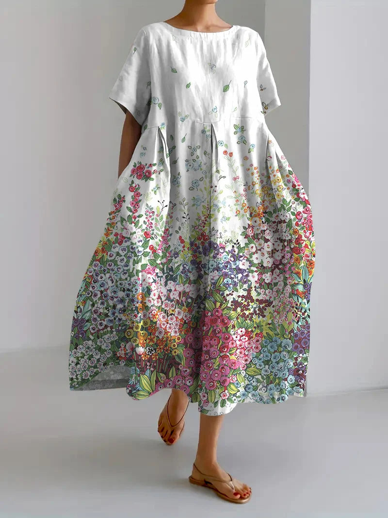 TS | Ladies Retro Botanical Floral Printed Loose Loose Dress