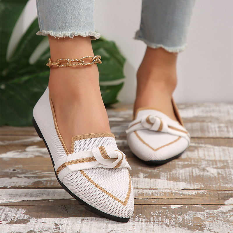TS | fashion pointed toe bow flat shoes
