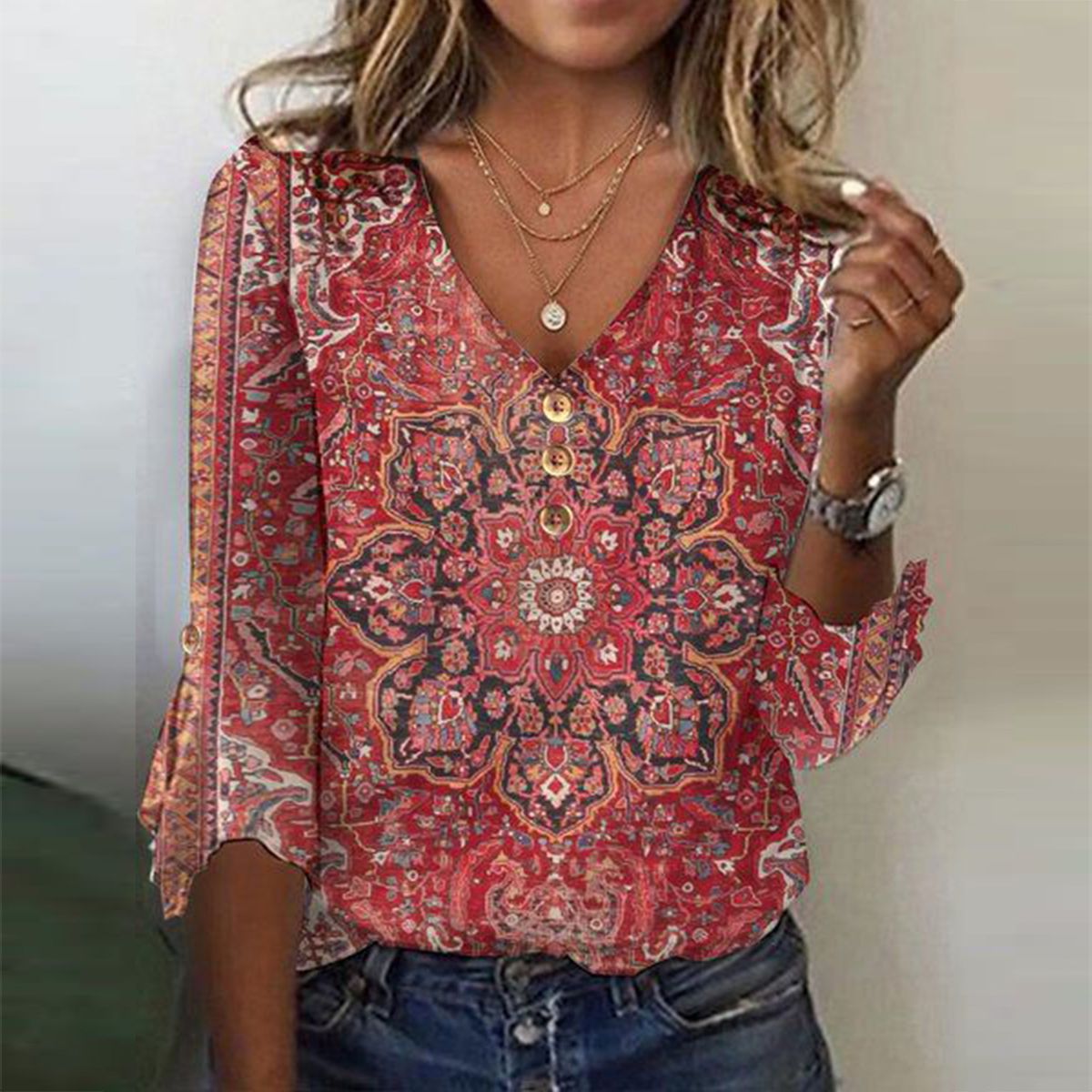 TS | Top with V-neck and sleeves