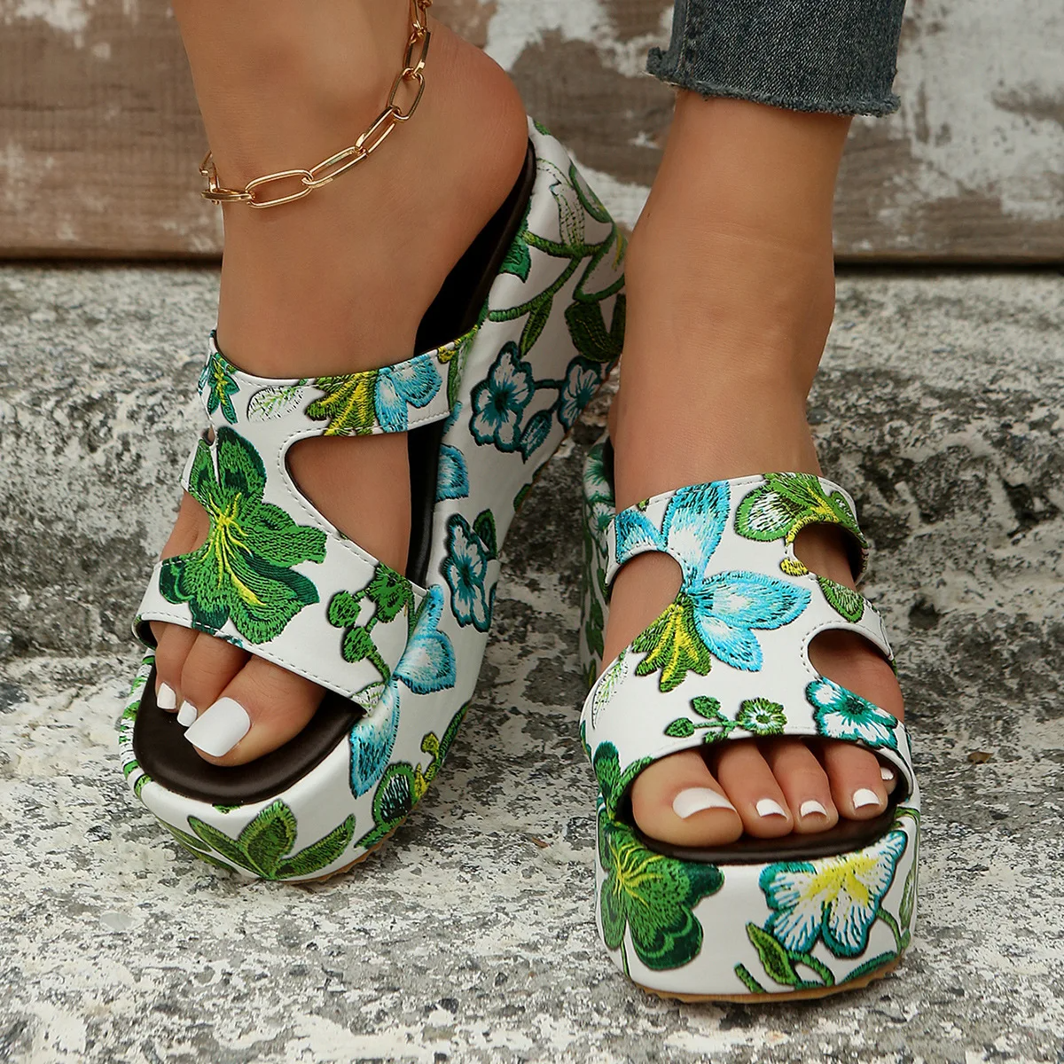LD | zomer sandalen met bloemenprint voor vrouwen