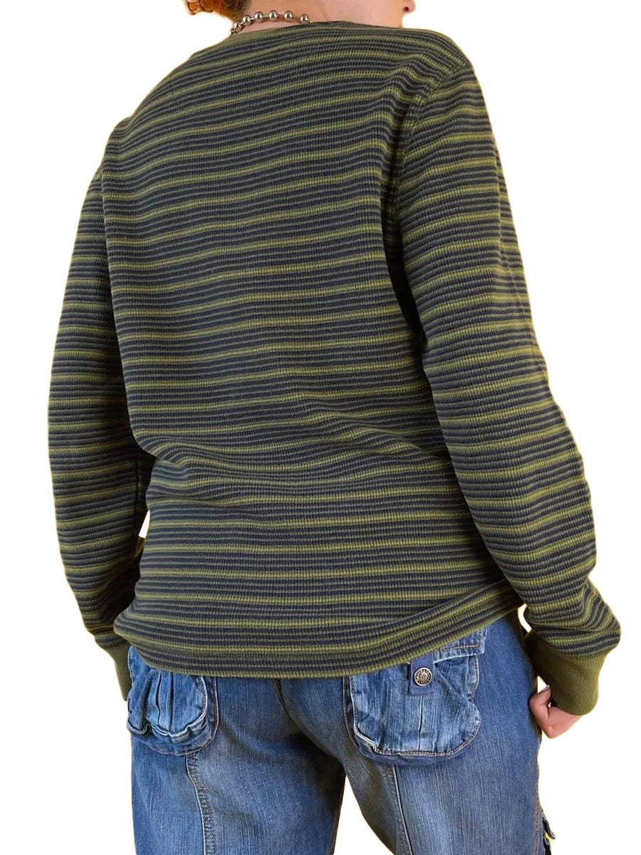 LD | MW - Gestreept shirt met lange mouwen en ronde hals
