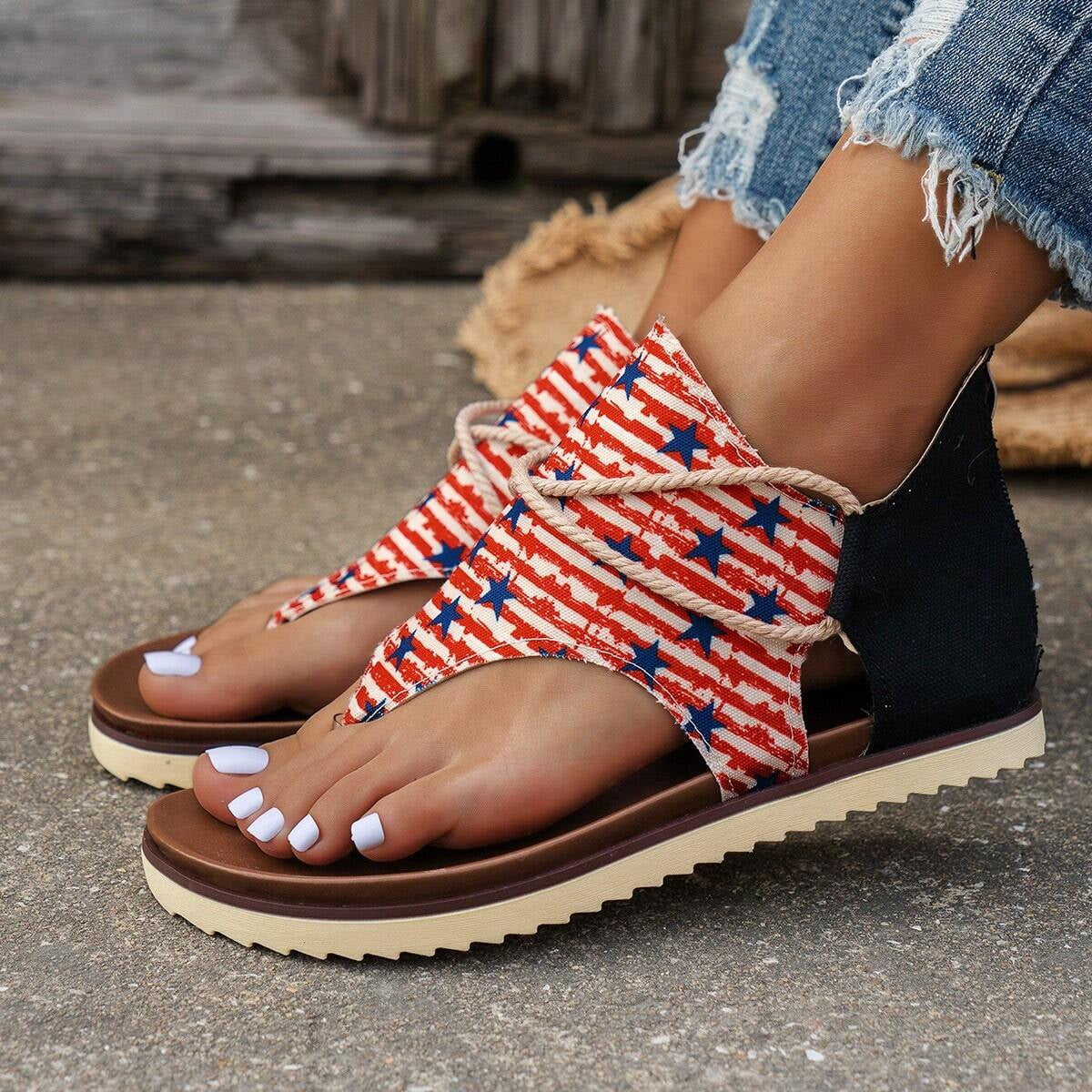 LD | Nieuw Gedrukt Terug Rits Strand Sandalen