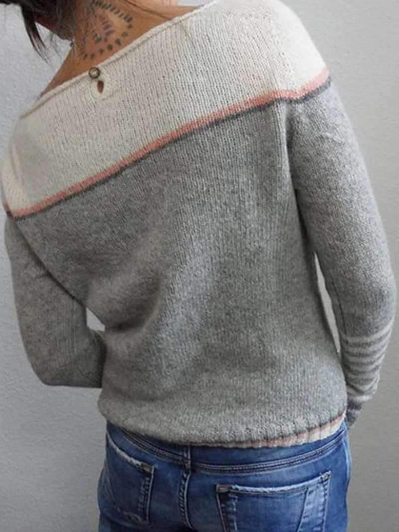 TS | Colorblock knitted sweater with striped sleeves