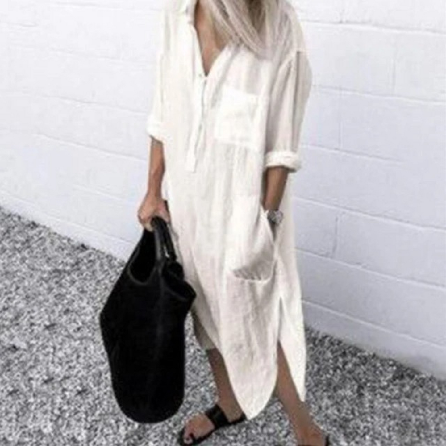 LM | Half-length blouse dress and linen