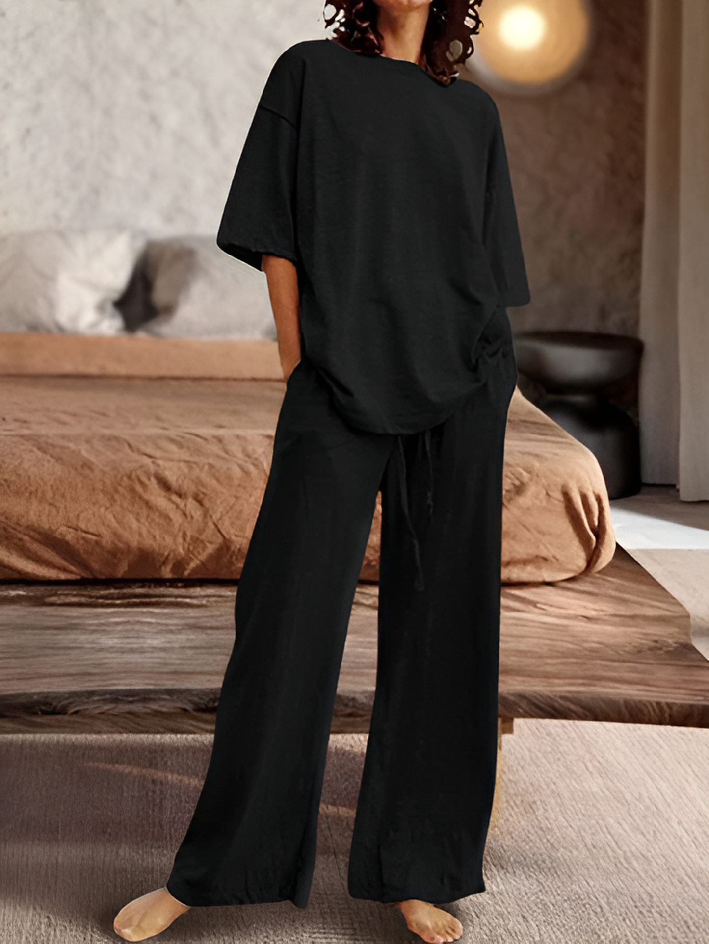 LD | Casual set van oversized shirt en rechte broek voor vrouwen