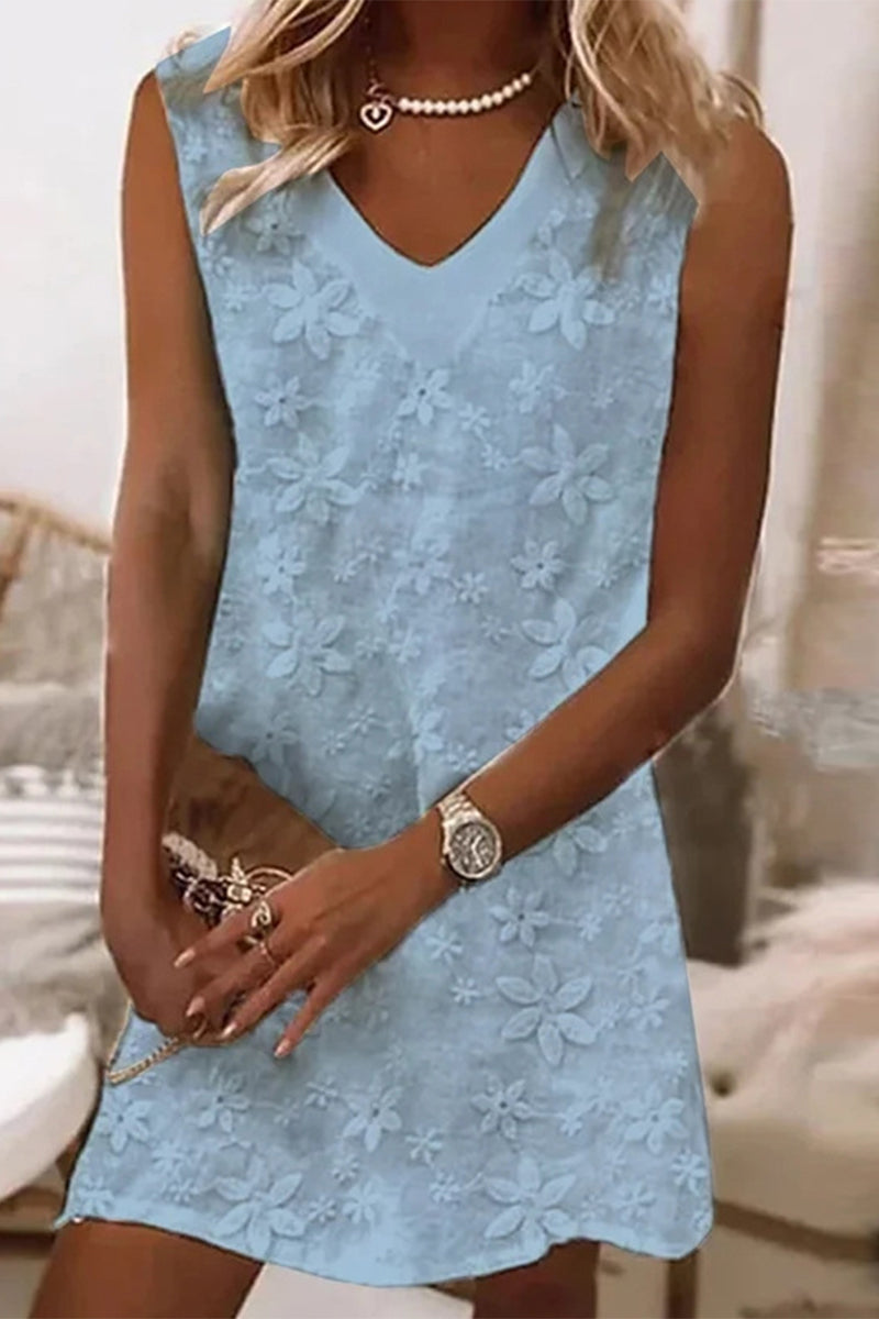 TS | Casual, cute, monochrome embroidered vest dress