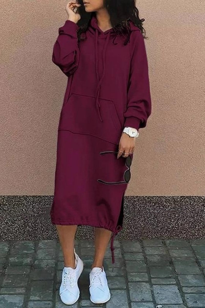 TS | Casual sweatshirt midi dress with hood