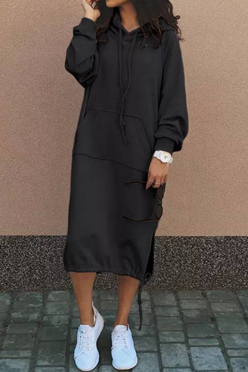 TS | Casual sweatshirt midi dress with hood