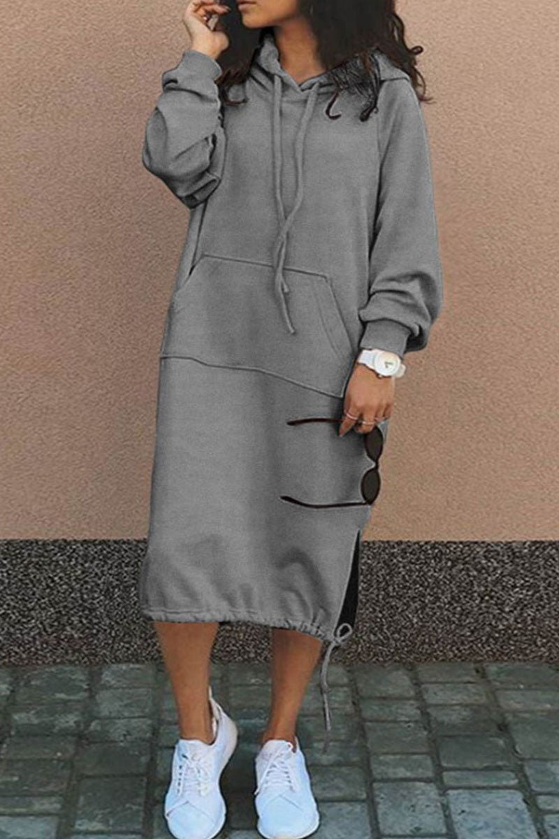 TS | Casual sweatshirt midi dress with hood