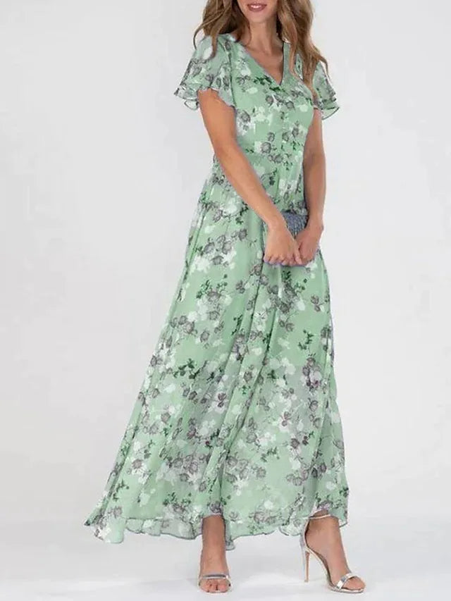 TS | Maxi dress with ruffled sleeves and floral pattern