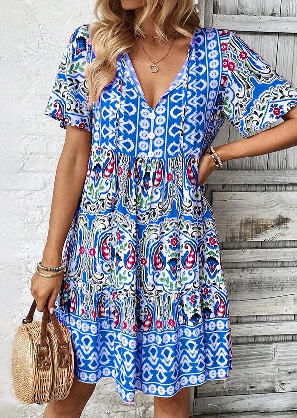 TS | Rita - Fresh blue mini dress with short sleeves