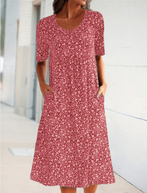 TS | Alexandra - Casual women's floral dress with U-neckline