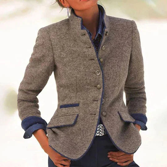 TS | Elegant stand-up collar tailored suit jacket