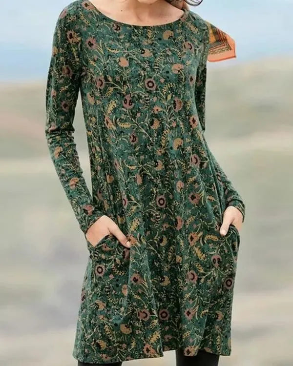 TS | Long-sleeved midi dress with side pockets