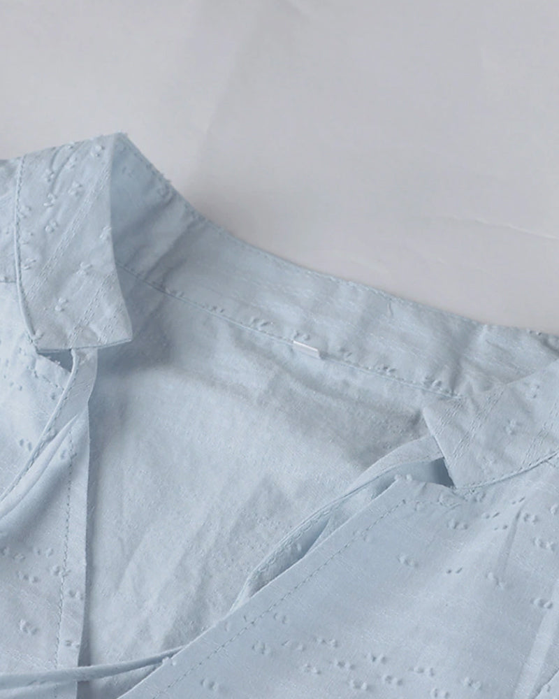 TS | A-line mini dress with V-neck, 3/4-length sleeves and pockets
