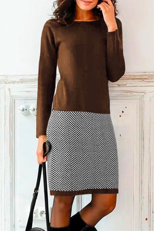 TS | Elegant two-tone knitted mini dress