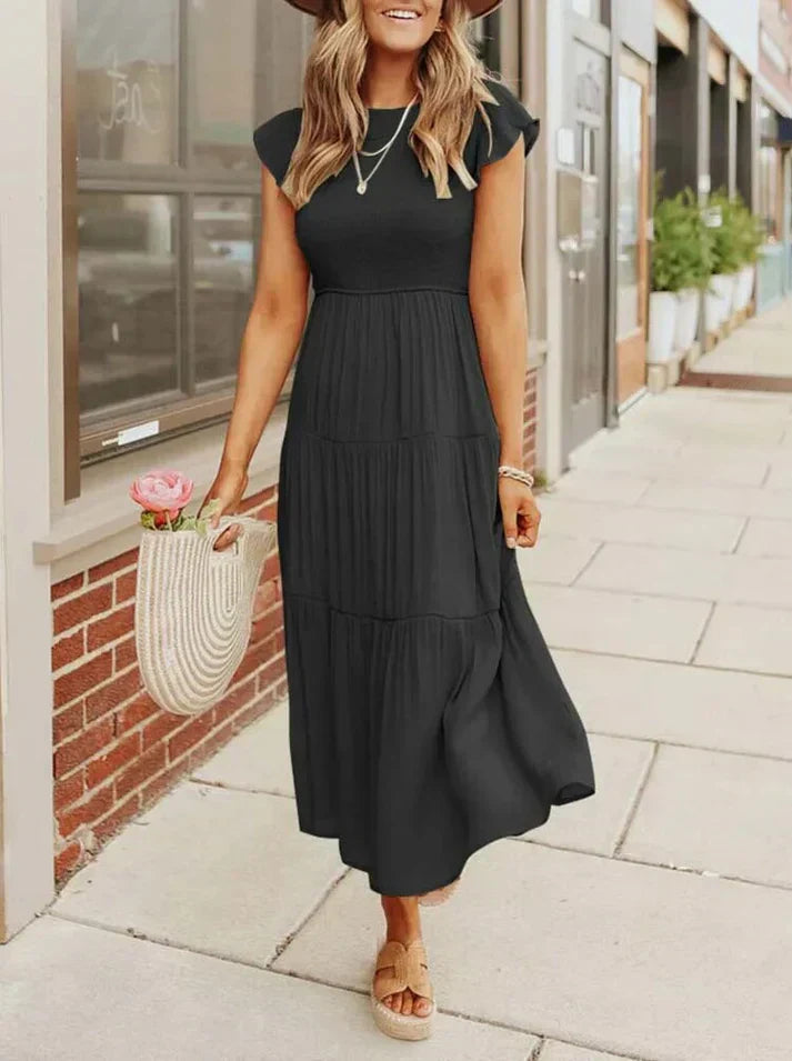 LM | Short-sleeved midi dresses for women