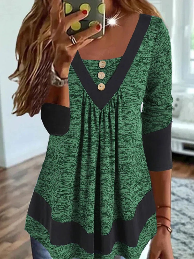 LD | Casual dames-T-shirt met V-hals en jumperprint