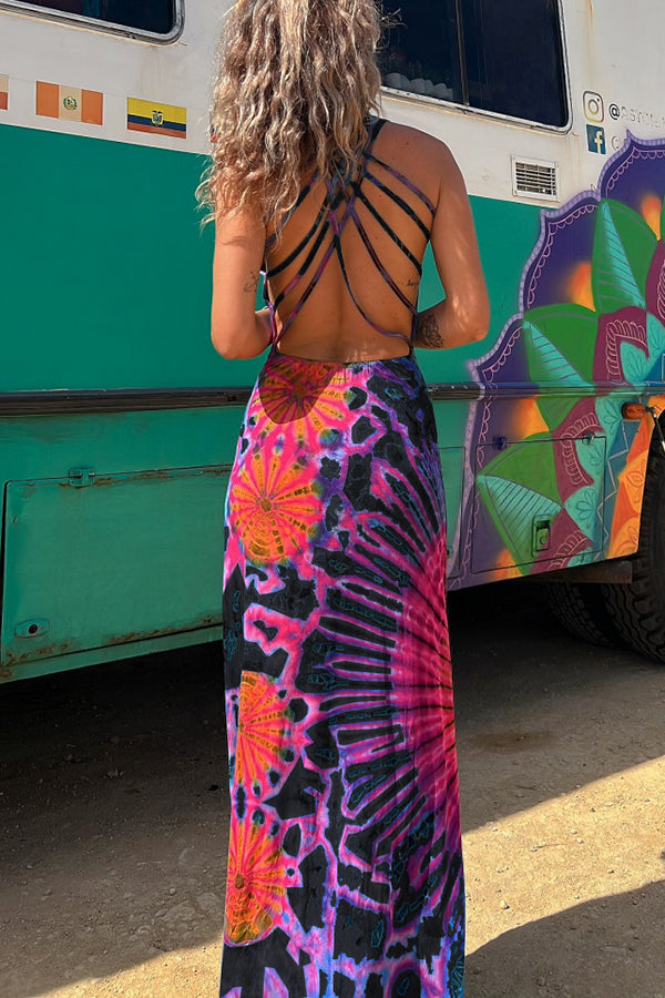 TS | La Bamba batik maxi dress with flirty lace-up detail at the back