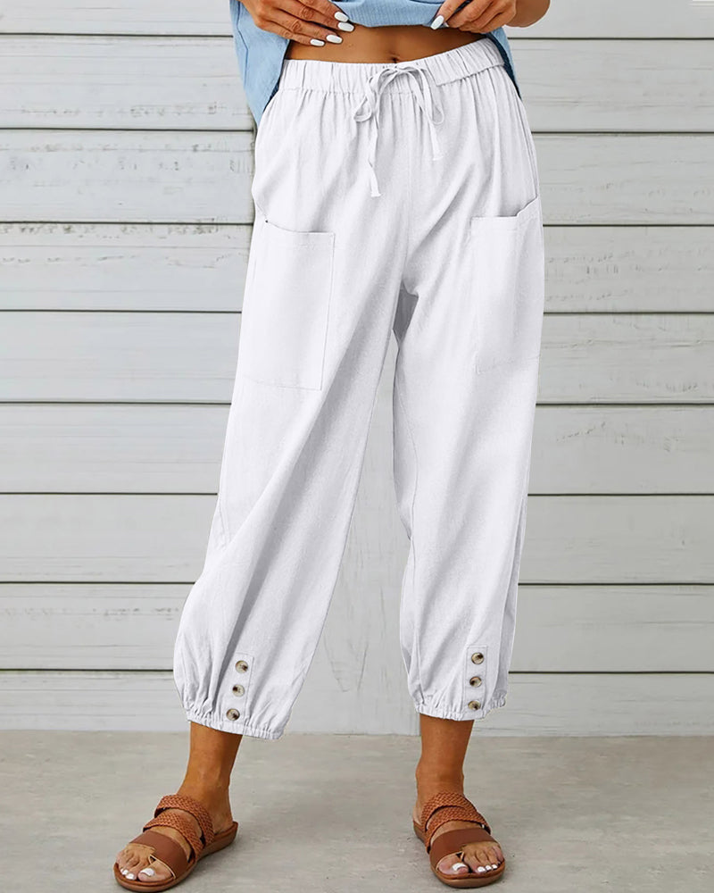 TS | Comfortable cargo pants with drawstring and buttons