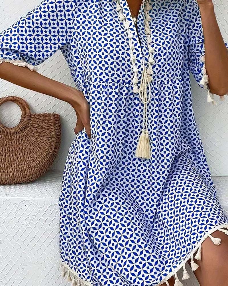 TS | Tania - Groovy blue short-sleeved mini dress