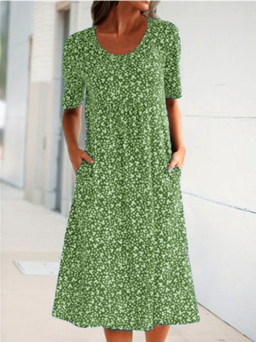 TS | Alexandra - Casual women's floral dress with U-neckline