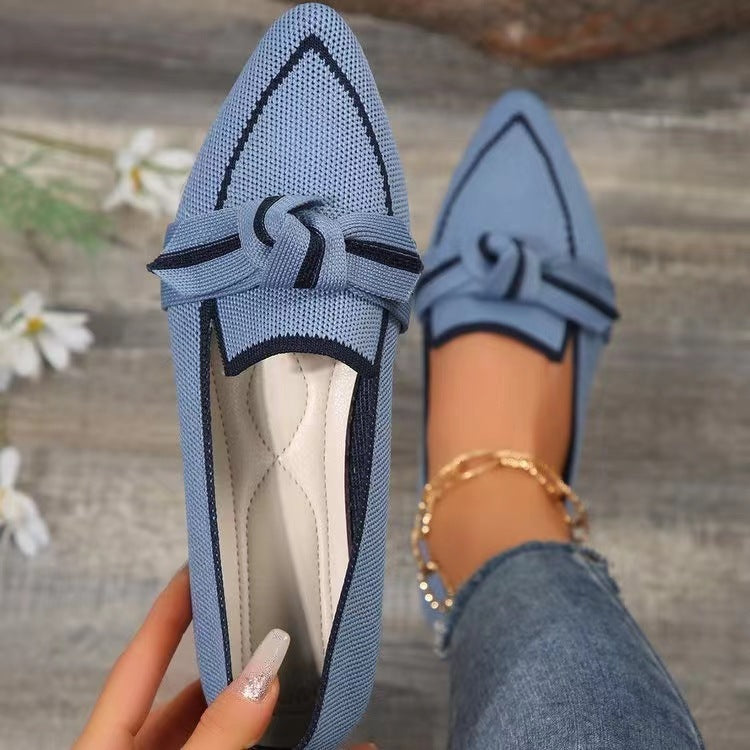 TS | fashion pointed toe bow flat shoes