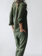 TS | Long-sleeved jumpsuit with button placket