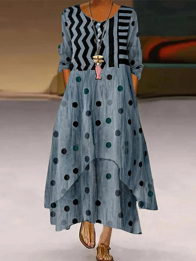 TS | Maxi dress with polka dot and geometric pattern