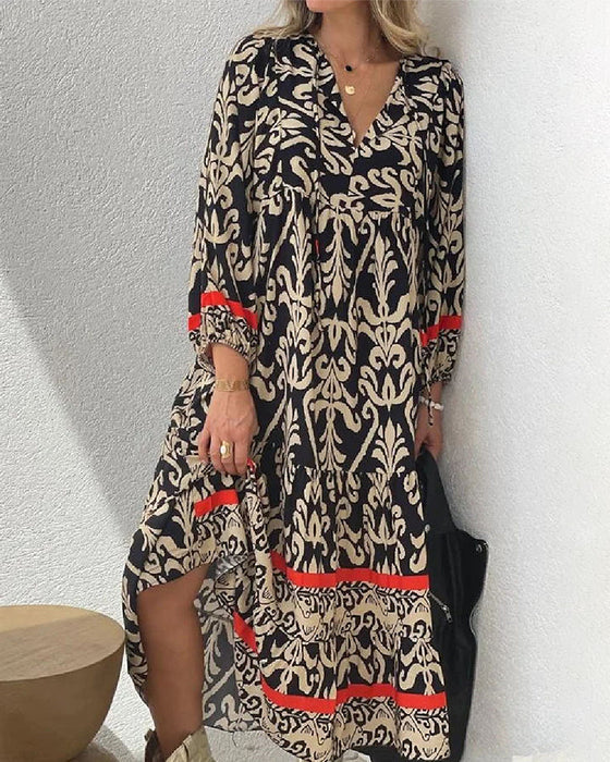 LD | Elegante bohemien maxi-jurk met print