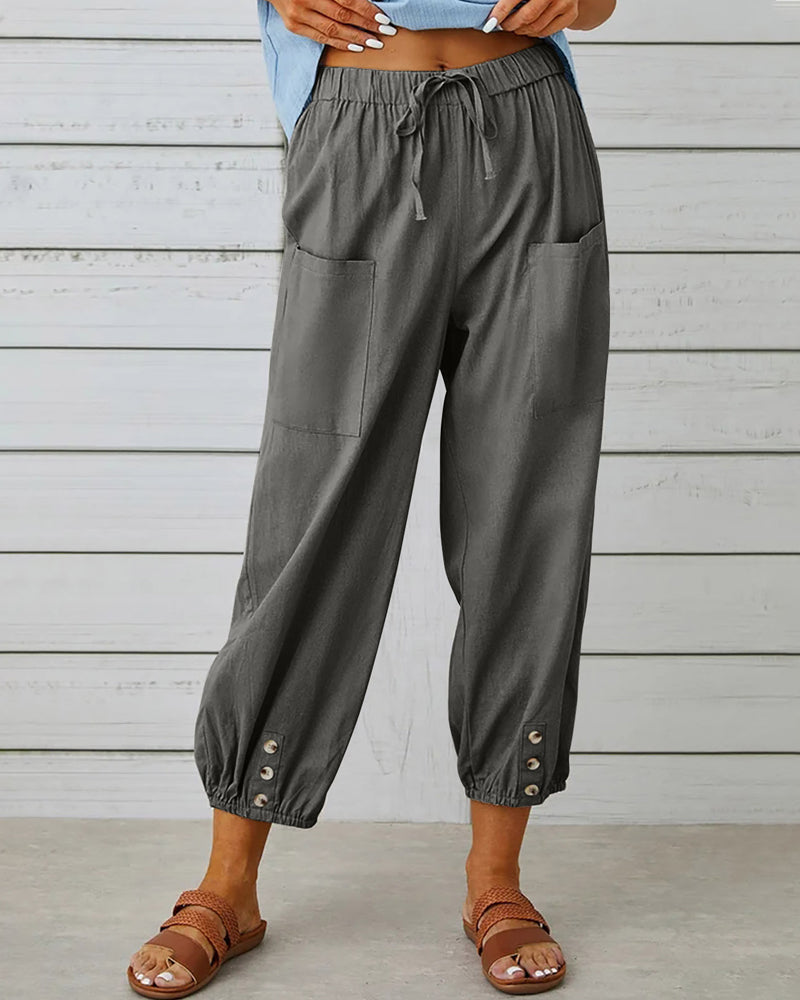 TS | Comfortable cargo pants with drawstring and buttons