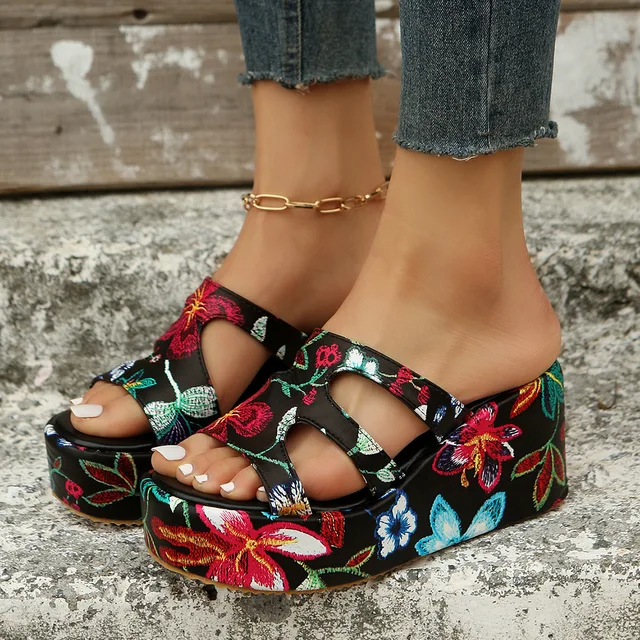 LD | zomer sandalen met bloemenprint voor vrouwen