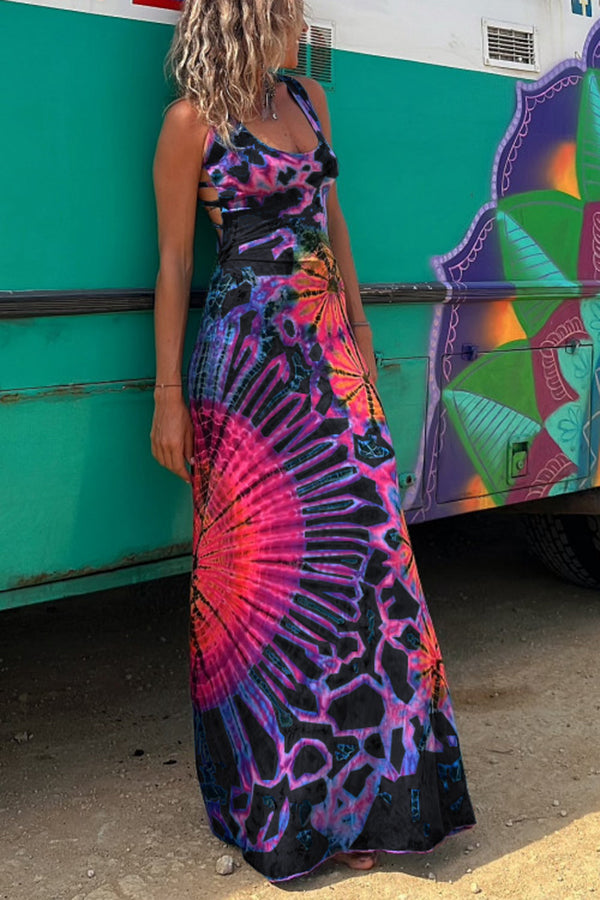 TS | La Bamba batik maxi dress with flirty lace-up detail at the back