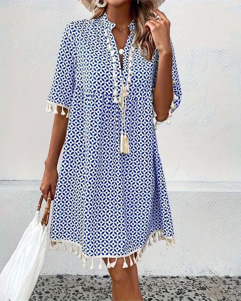 TS | Tania - Groovy blue short-sleeved mini dress