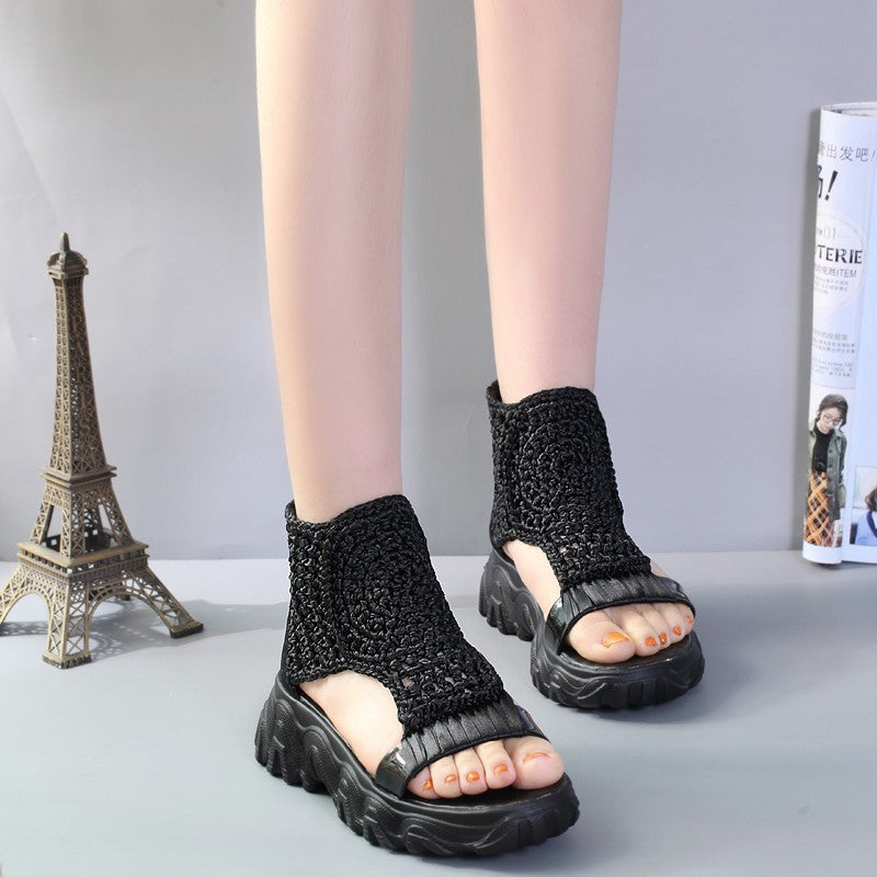 LD | Mesh Vlakke Sandalen Holle Vrouwelijke Platform Schoenen