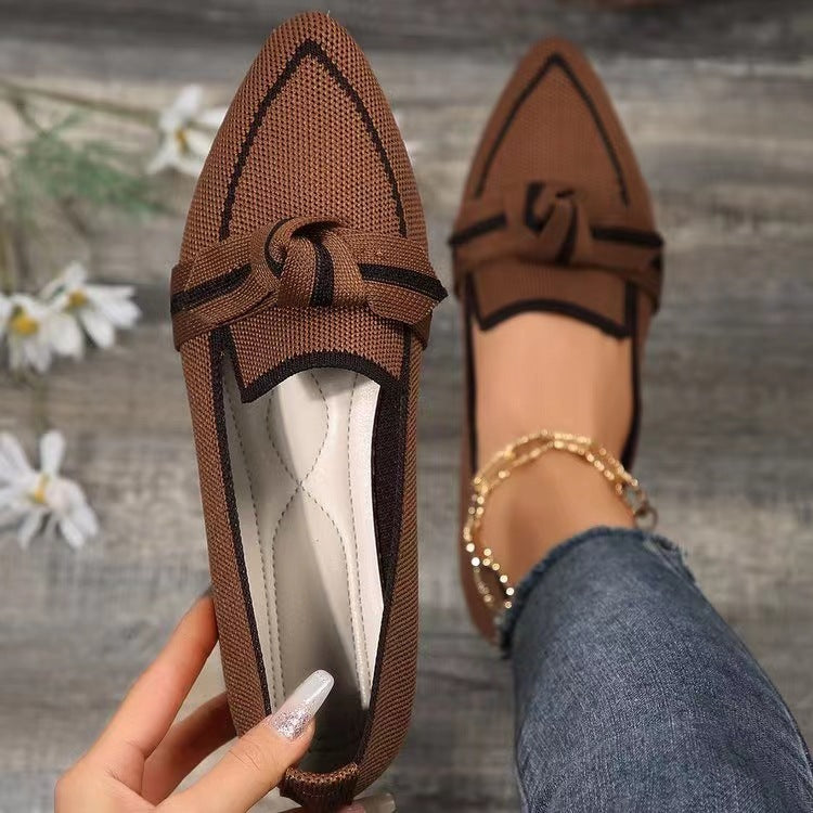 TS | fashion pointed toe bow flat shoes