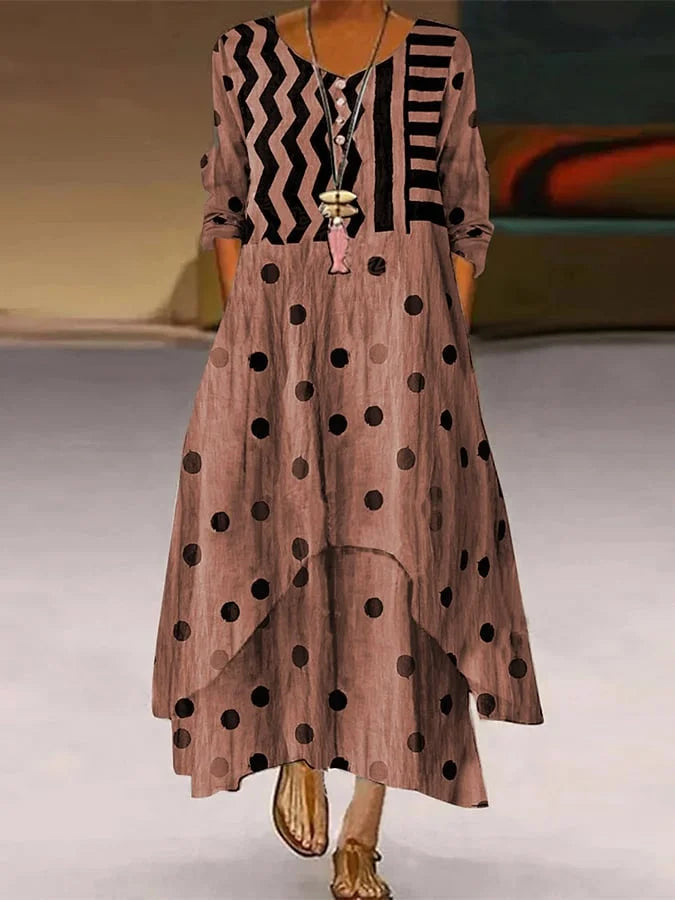 TS | Maxi dress with polka dot and geometric pattern