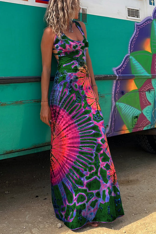 TS | La Bamba batik maxi dress with flirty lace-up detail at the back