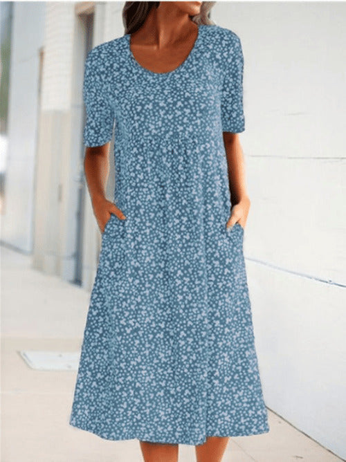 TS | Alexandra - Casual women's floral dress with U-neckline