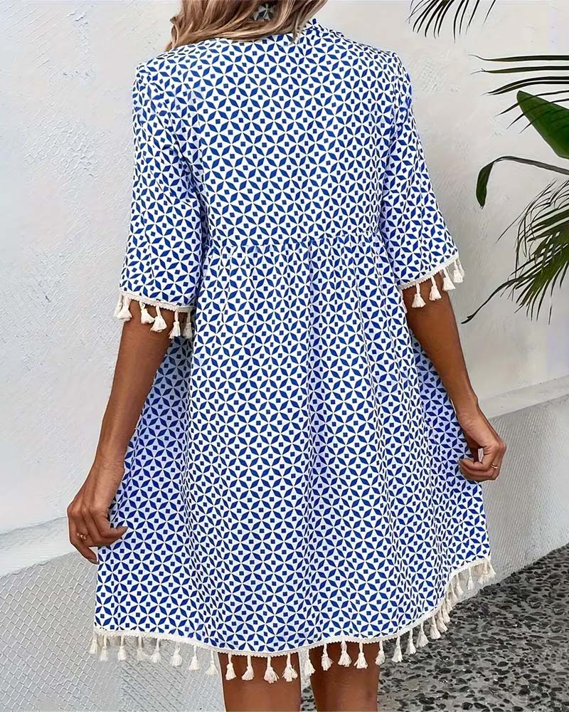 TS | Tania - Groovy blue short-sleeved mini dress