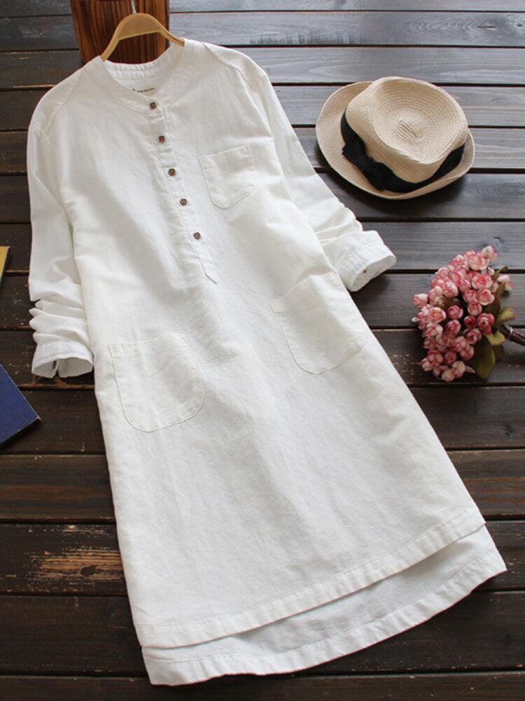 LM | Long-sleeved mini dresses with buttons