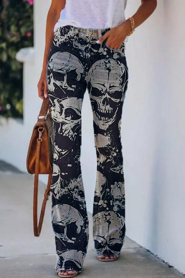 TS | Printed Faux High Rise Flare Pants