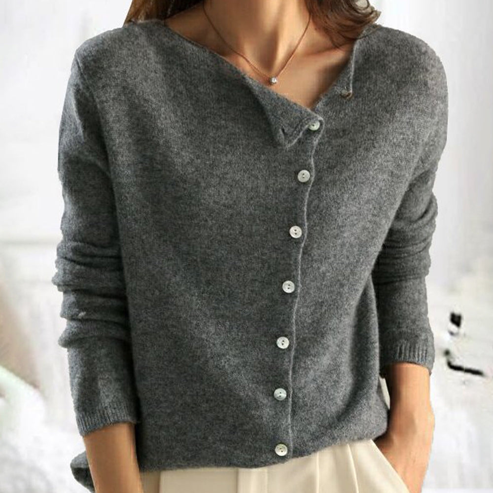 TS | Asymmetric knitted sweater with button placket