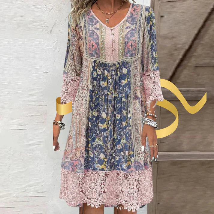LM | Vintage printed lace dress