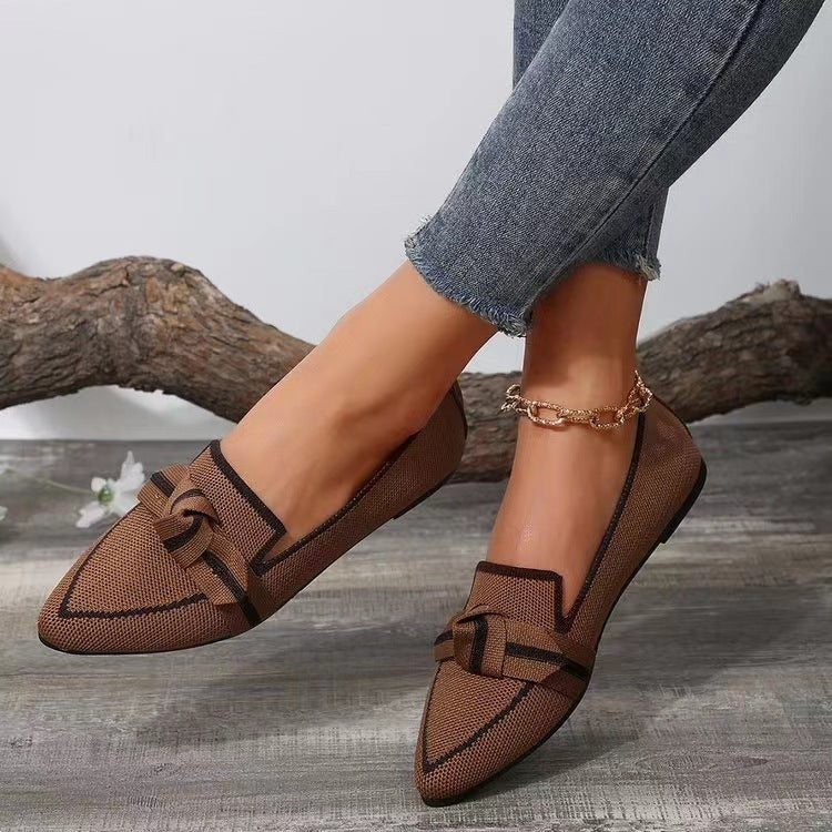 TS | fashion pointed toe bow flat shoes