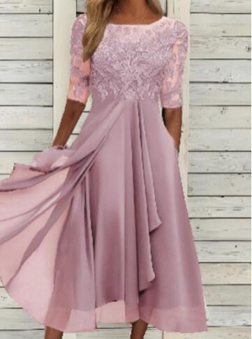 TS | Chiffon midi dress with transparent sleeves in midi length