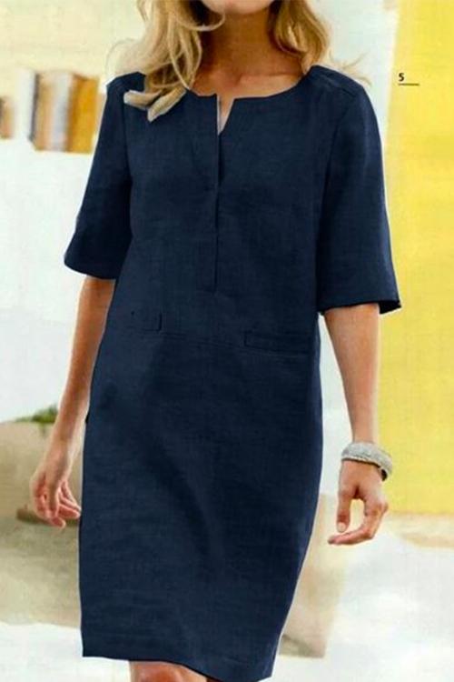 TS | Kathy Half-sleeve sheath dress in cotton linen