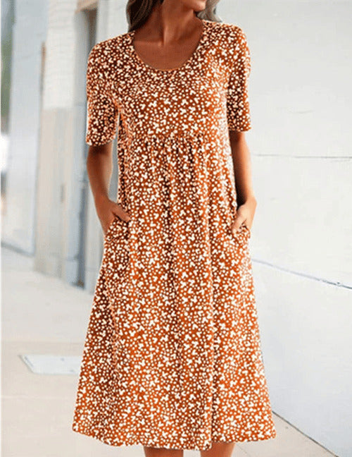 TS | Alexandra - Casual women's floral dress with U-neckline