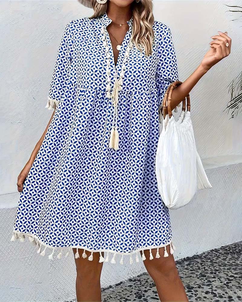 TS | Tania - Groovy blue short-sleeved mini dress